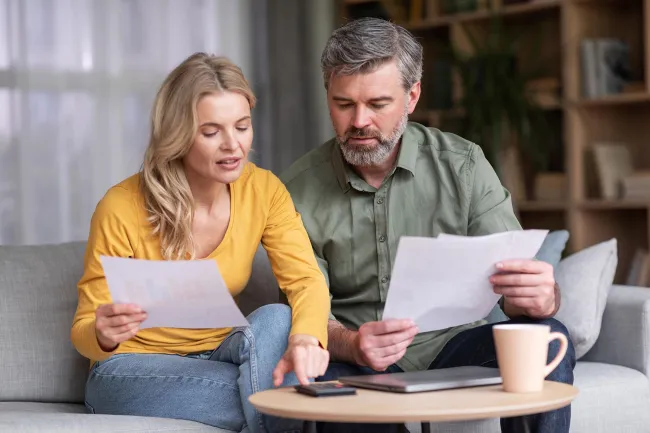 Young people on couch planning future together